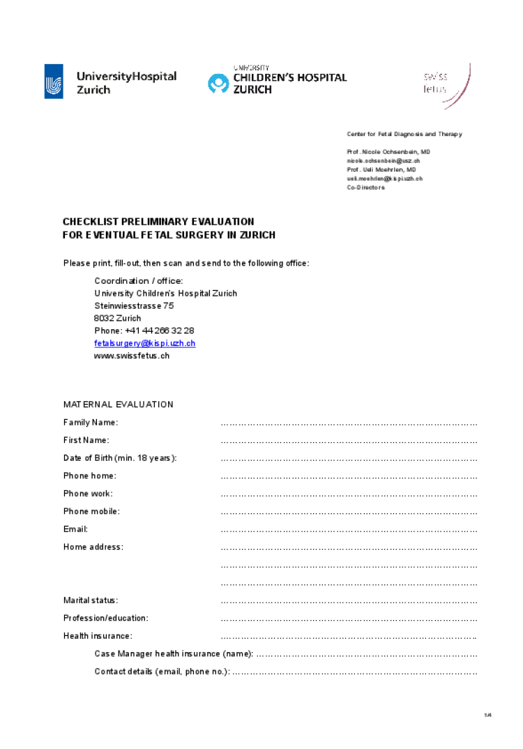 checklist preliminary evaluation fetal surgery 23